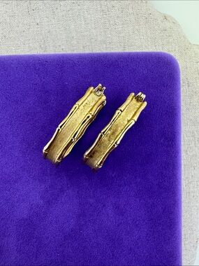 💛 Classic 925 Gold Vermeil Bamboo-Style Hoop Earrings